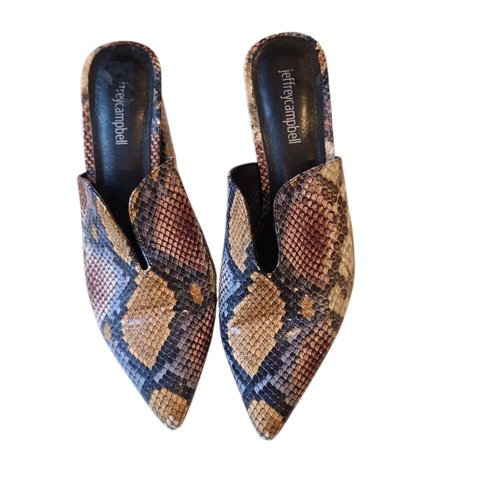 Jeffrey Campbell Pointed Toe Heel‎ Snakeskin Mules Slip On Size 11 Womens - Picture 4 of 8